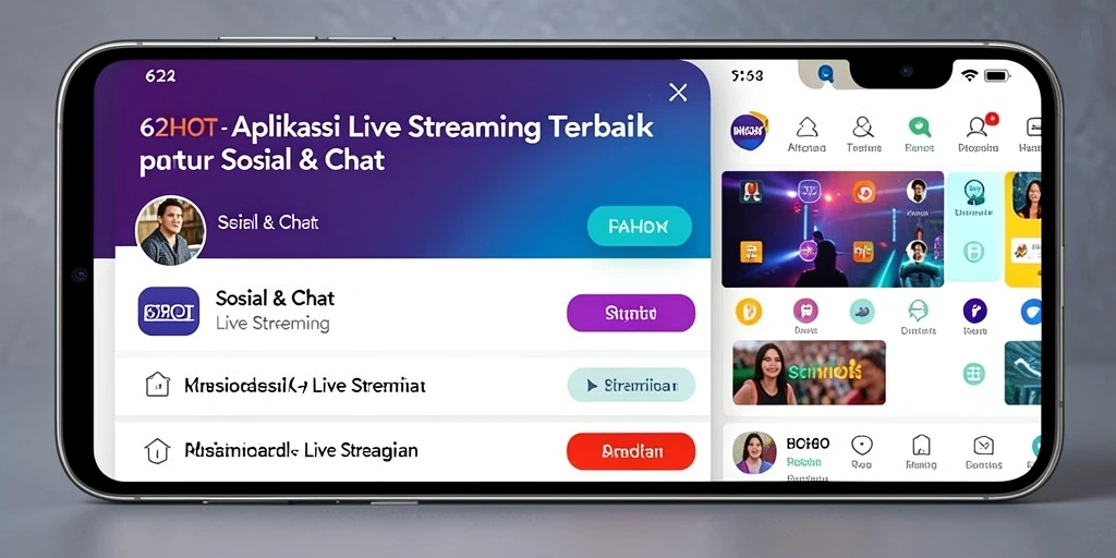 Tampilan antarmuka aplikasi Live Streaming yang menarik dan interaktif.