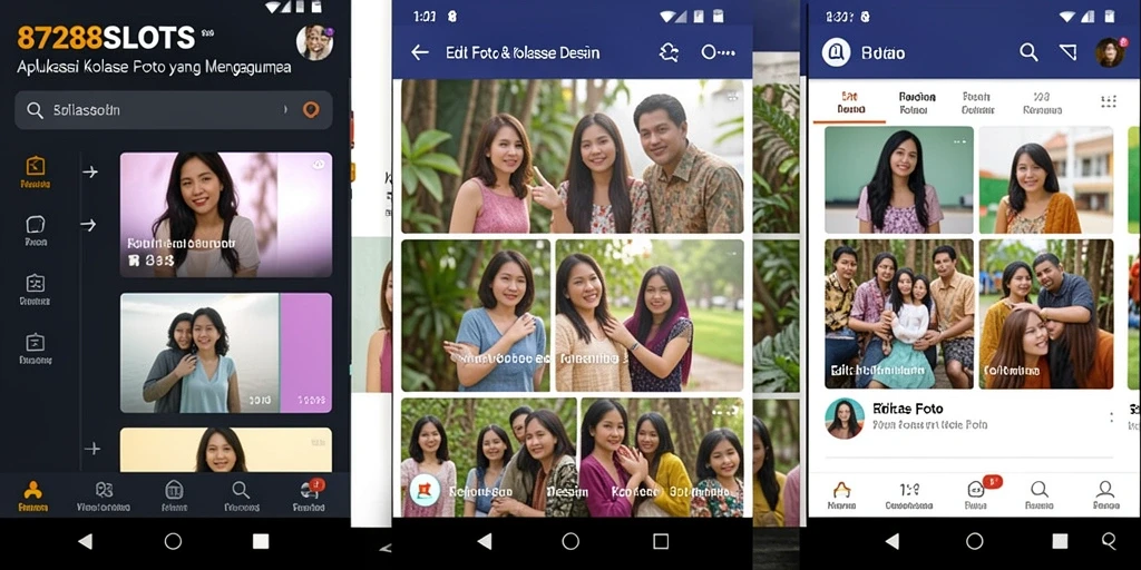 Tampilan antarmuka kolase foto yang menarik dan fungsional dari 8728SLOTS.