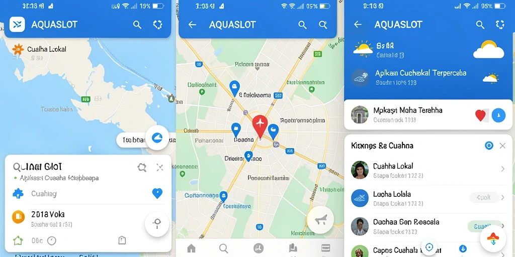 Antarmuka AQUASLOT yang menampilkan informasi cuaca lokal terbaru.