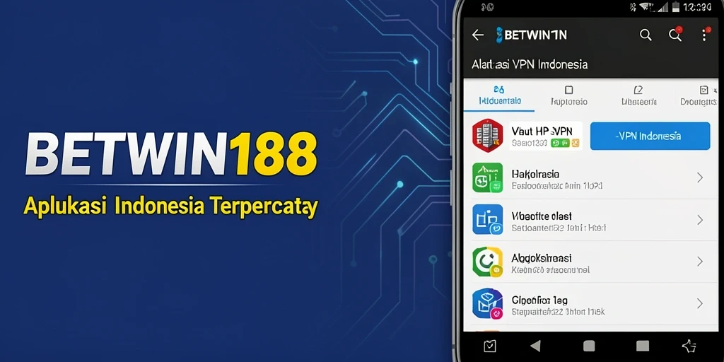 Screenshot utama BETWIN188 menampilkan antarmuka pengguna yang ramah dan fitur VPN yang lengkap.