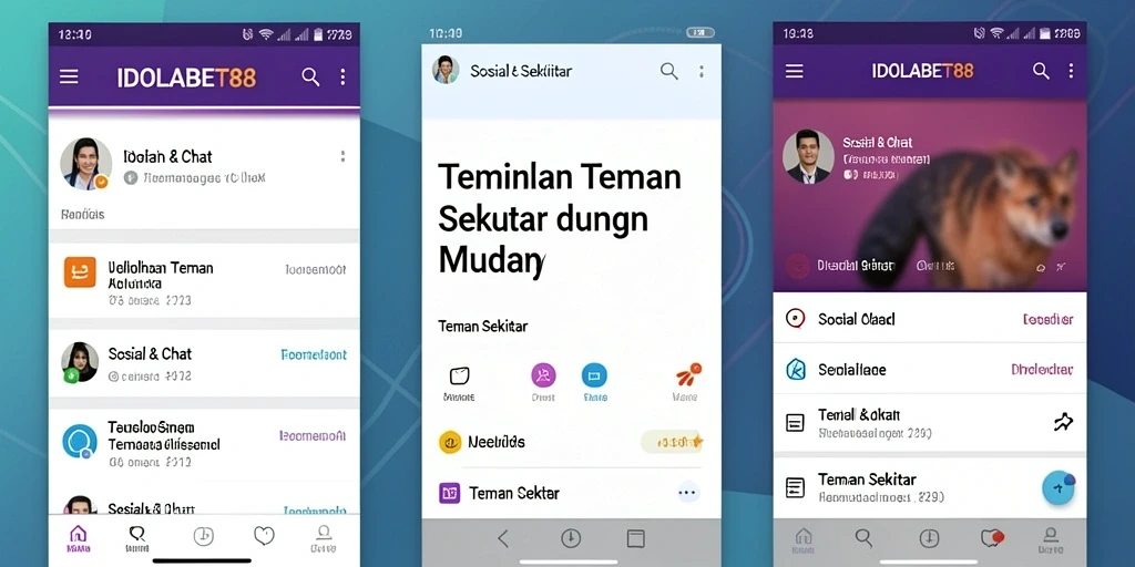 Tampilan utama IDOLABET88 dengan fitur Teman Sekitar yang menarik.