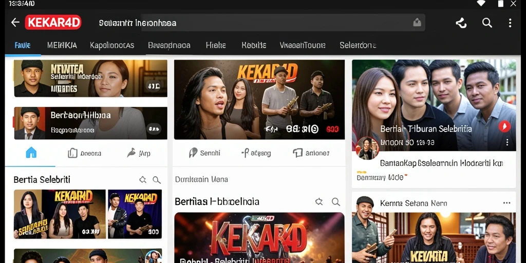 Antarmuka aplikasi KEKAR4D menampilkan berita hiburan selebriti yang menarik.