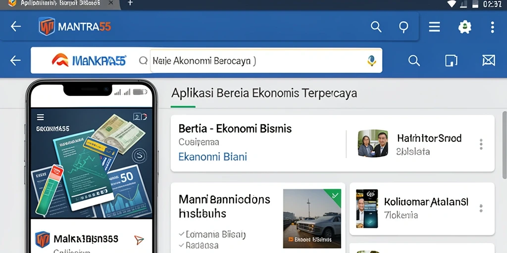 Tampilan antarmuka MANTRA55 menampilkan berita ekonomi dan bisnis terbaru.