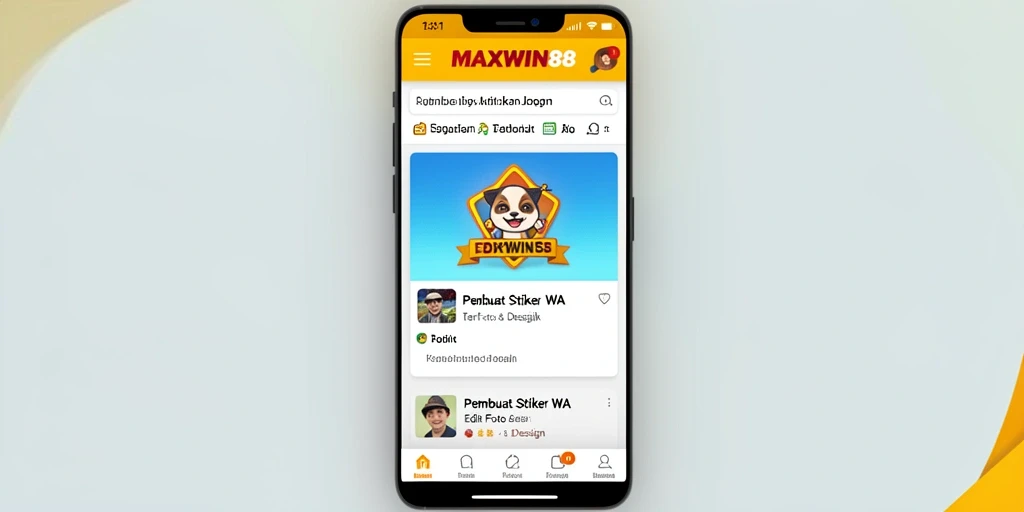 Tampilan antarmuka pengguna MAXWIN88 untuk membuat stiker WA yang menarik.