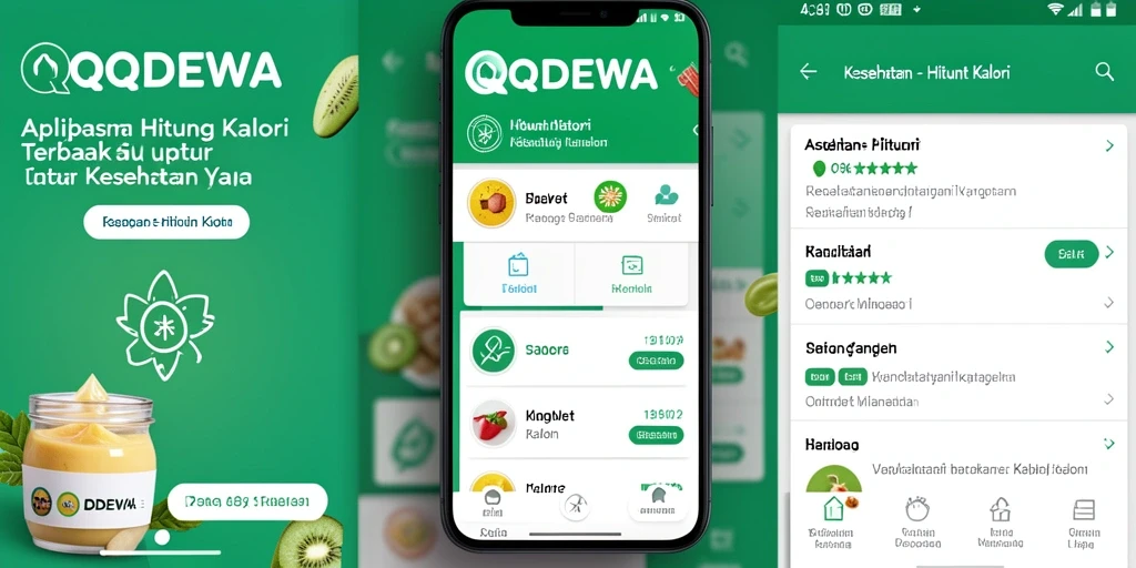 Antarmuka aplikasi QQDEWA yang informatif untuk Hitung Kalori.