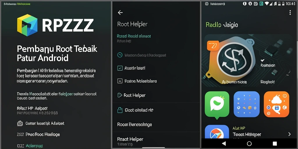 Tampilan antarmuka RPZZZ dengan fitur Root Helper yang intuitif.
